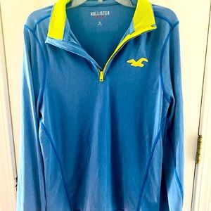 Womens Hollister Sport XL blue & lime green pullover shirt